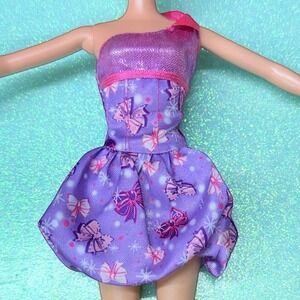 Barbie Purple Bubble Mini Dress One Shoulder Party Cocktail Doll